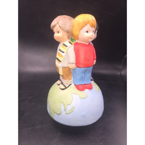 Vintage "We are the World" Music Box USA for Africa Brockman 1985 Ceramic works - Picture 9 of 16